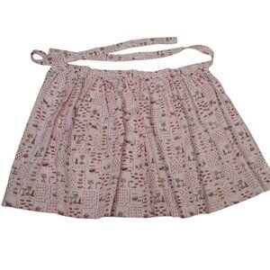 Homemade Kitchen Apron Pink Garden Vegetables Gardener Cook Pocket Brown Green